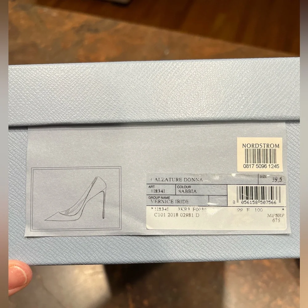 Prada Pointy Toe Pump (Women), Color: Sabbia Patent - Picture 10 of 10